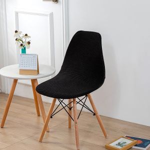 Solid Color Stretch Shell Chair Cover Jacquard Chairs Covers Dining Seat Cover for Living Room Home Decor