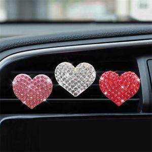 GGR Girls Gifts Cute Heart-shaped Auto Ornament Bling Heart Car Air Freshener Car Aromatherapy Clip Air Outlet Decoration Car Aroma Diffuser Auto Perfume Clip