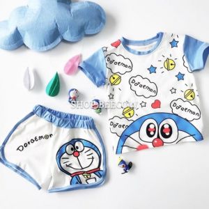 MỚI | BỘ DORAEMON CUTE XANH NGOC CHO BÉ 8-18KG SHOP.BEECOW