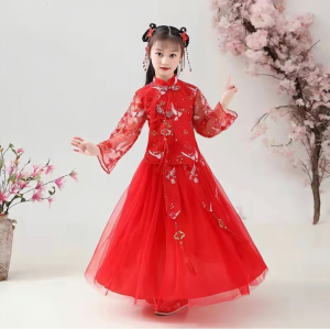 Girls Ancient Style Dress Hanfu Children  Spring Autumn Long Sleeve Chinese  Super Fairy Princess Skirt