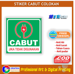 Stiker cabut colokan jika tidak dipakai sticker keamanan alat listrik hemat daya rumah kantor