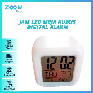 Jam LED Meja Kubus Digital Alarm Berubah 7 warna Moody Clock (zoom)