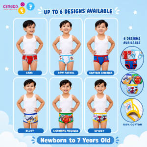 6 Pcs Brief Underwear for Boys Newborn to Toddler Pure Cotton Non Faded Character Prints 1 to 7 Years Old