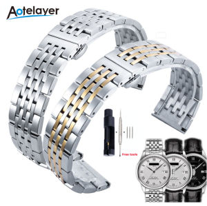 Aotelayer 12mm 14mm 16mm 17mm 18mm 19mm 20mm 21mm 22mm 24mm Solid Full Stainless Steel Strap Flat Head / Elbow Dual Purpose Butterfly Clasp Watchband with Tools