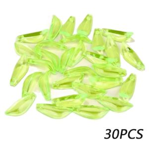 GIORGIONE 30pcs Leaf Shape Green Transparent Leaf Shape Beads Acrylic Beads Transparent Charms Leaf Shape Beads DIY Necklace Green Leaves Loose Bead DIY Pendant