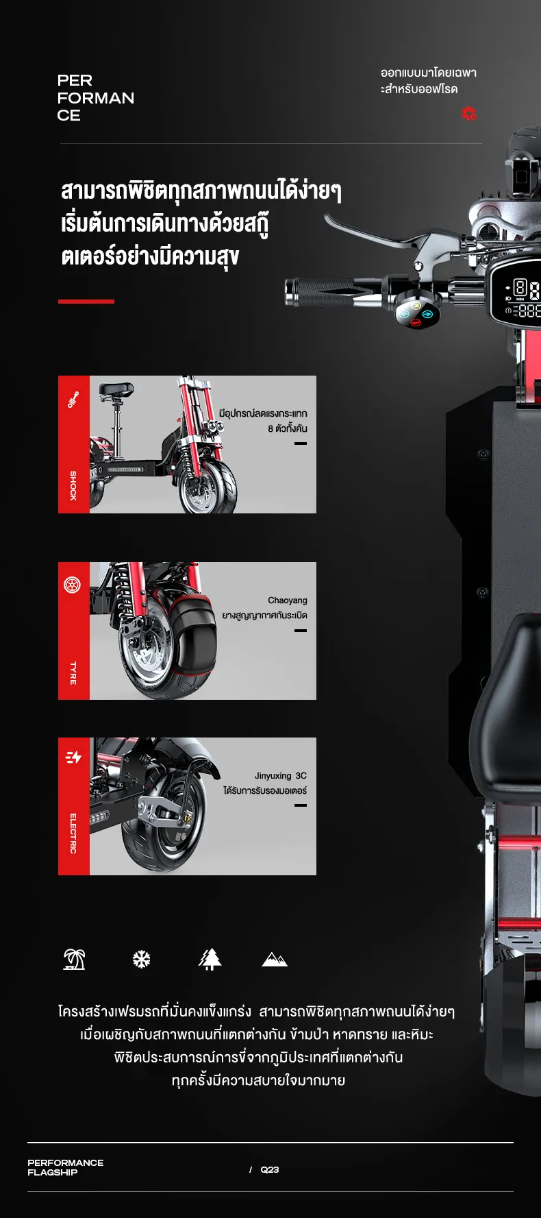 MONSPRIN Q23 scooter ไฟฟ้า ออฟโรด รับ 200kg ระยะ 40-150 km ความเร็ว 55KM/H สกู็ดเตอร์ Scooter รถยนต์ไฟฟ้า รถไฟฟ้า SEALUP