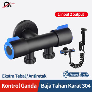 Stop keran Cabang Double Stop Kran Shower Mandi Selang Mesin Cuci Tembok Angle Valve Air Toilet 2 sisi/Stop Kran Cabang Dua Out Stainless 304