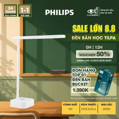 Đèn bàn học PHILIPS bảo vệ mắt DSK212 Tilpa PT 5W 4000K - Điều chỉnh độ sáng êm dịu cho đôi mắt khỏe đẹp