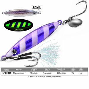 AGONIE SPORTS Feathered Assist Hooks Casting Jig Bait Long Casting Reflective Fish Pattern Saltwater Fishing Lure Metal Metal Jig Lure Shore Fishing