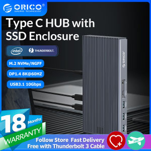 ORICO Thunderbolt 3 40Gbps USB Type CUSB C HUB พร้อม M.2 NVME NGFF SSD แท่นวางอุปกรณ์เชื่อมต่อ8K 60Hz 10Gbps Data 24V อะแดปเตอร์ไฟฟ้า (TB3-S2) Tb3 S2 - Lazada