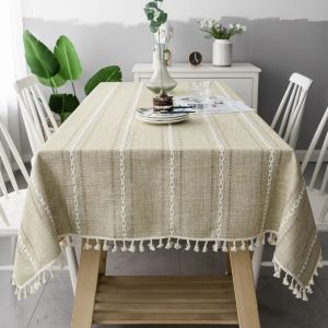 Battilo Linen Tablecloth Rectangular Tables Cloth With Tassel Waterproof Coffee Desks Cover for Dining Table Wedding Decor2026