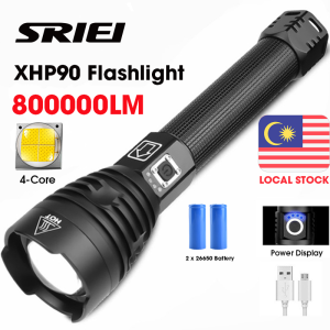 SRIEI XHP90 LED Flashlight High Power Zoom Torchlight Rechargeable Tactical Light Outdoor Searchlight Waterproof Camping Light 26650 Or 18650 Battery