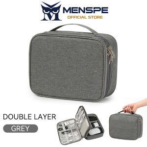 MENSPE Digital Storage Bag Travel Organizer Double Layer Large Capacity Electronic Gadget Bag USB Cable Storage Bags Large Cable Organizer Bag Accessories U Disk Hard Drive Accessories Storage Bag