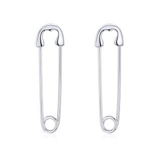 BAMOER Authentic 925 Sterling Silver Paper Clip Earrings For Women Fashion Jewelry SCE695