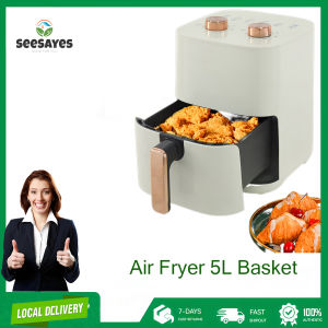 6-in-1 Nonstick Air Fryer 5L Large Capacity Digital Fryer (1700W) with Viewing Glass Pot 80-200℃ Fast Cook