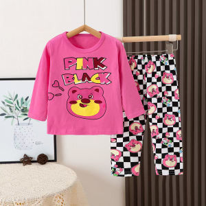 Happy Baby Kids Super Cotton Korean Long Sleeve Pajama For Girls Sleepwear Set Clothing - 1-12 Years Old
