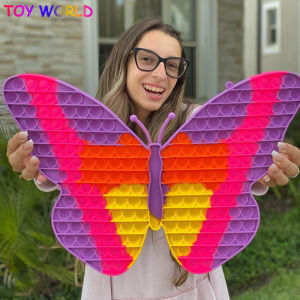 ยักษ์30ซม. ขนาดใหญ่ Pop It Fidget ของเล่นขนาดใหญ่ผีเสื้อยูนิคอร์นปลาหมึกรุ้ง Macaron ส่องสว่างราคาถูกกด Pop Bubble Fidget ประสาทสัมผัสกับ Dimple ของเล่นเด็กเกมมัดย้อม