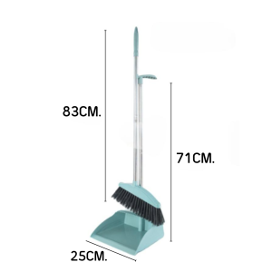 GX - ไม้กวาด + ที่ตักผง ที่โกยขยะ (สีฟ้า) มีแปรงในตัวพร้อมที่ตักขยะ ชุดไม้กวาด รุ่น1580