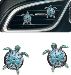ORIESSE  Turtle Car Decoration  Cute Beach Theme Air Freshener Vent Clip 2  Charming blue sea turtle car accessories for womens interior decoration  Refillable outlet diffuser
