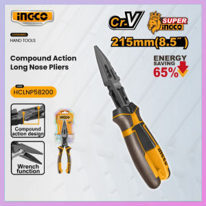 Ingco Cr-V Compound Action Long Nose Pliers 8.5" Inch with Spanner Fuction HCLNP58200 HT2
