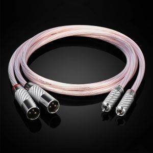 Pair RCA to XLR Cable HiFi OCC Copper+Silver 2RCA Male to 2XLR Male XLR Audio Wire with Carbon Fiber Plug for DAC DVD Amplifier