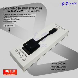 JH020A JACK AUDIO SPLITTER TYPE C 2IN1 TO JACK 3.5MM WITH CHARGING