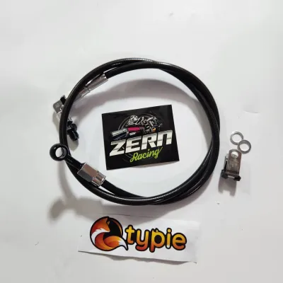 ZERN8.1 สายเบรคหน้า สีเงินตัดดำ หัว90 สายเบรค 36 นิ้ว เวฟ110i เวฟ125 ซุปเปอร์คัพ โซนิค เทน่า ls + สติ๊กเกอร์ZERN