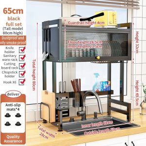 65/85/95CM Dustproof Drain Rack With Cabinet Door Multi-functional Sink Rack Plate Organizer