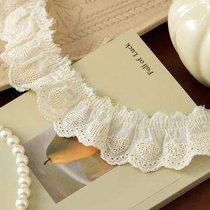 LYMEDIA Cotton Ruffle Lace Trim Ruffle Design Width 4cm Lace Fabric Clothing Accessories White Decorative Trim