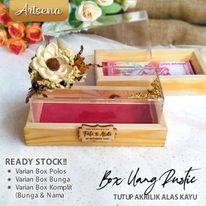 Kotak Uang Elegan Rustic Akrilik & Kayu Jati Belanda - Ready Stock
