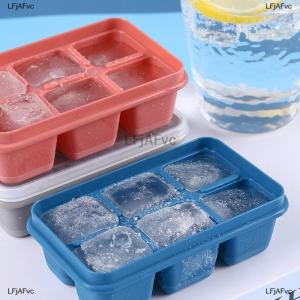 [COD] LFjAFvc Silicone Ice Cube Mould with DIY Lid 6 Grid Soft Bottom ce Cube Mold Square Fruit Ice Cube Maker Tray Kitchen Bar Tools Acces