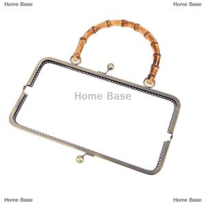 [COD] Home Base กระเป๋าถือโลหะแนววินเทจ1ชิ้นกรอบล๊อคปุ่มจูบพร้อมที่หนีบเครื่องประดับทำจากไม้ไผ่