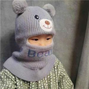 Cute Cartoon Bear Newborn Baby Hat Knitted Double Pompom Toddler Infant Beanie Cap Girl Boy Autumn Winter Ear Protection Warm Bonnet Scraf