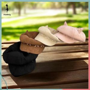 ส่วนลด 10 บาท สำหรับการซื้อ 1 ชิ้น หมวกเบเร่ต์หูแมวน่ารักดีไซน์หวานหมวกจิตรกรอเนกประสงค์สำหรับเดินทางฤดูใบไม้ผลิและฤดูใบไม้ร่วง