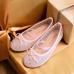 SAHIKU Abbey Kids Flatshoes Sepatu Natal Anak Perempuan Soft Mesh Diamond Ringan Antislip Size 26–35
