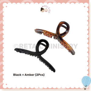 Retail Ministry Large Cross Hair Claw Shark Clip Women For Long Thick Hair Amber Korean Style