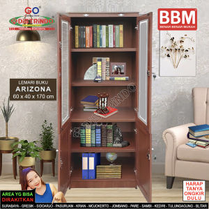 Distrindo - Bufet Lemari Hias Pintu Kaca + 2 Kunci Rak Tebal Bisa untuk Buku Tas Kosmetik Konveksi