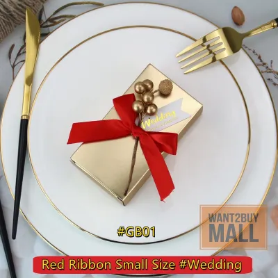 🇲🇾 Golden Wedding Party Birthday Goodies Gift Doorgift Candies Square Candy Box Ribbon Packaging Kotak Gula-Gula Kahwin