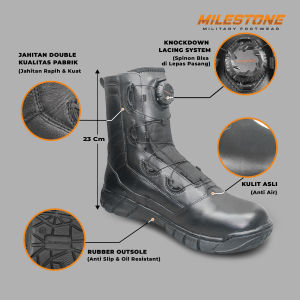 Sepatu PDL Tactical Tali Putar POISON Merk Milestone Standart Jatah TNI POLRI KEMHAN