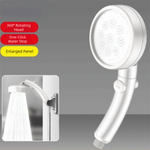 MODERNLUX Plastic High Pressure Shower Head with Stop Button Adjustable Bathroom Spray Nozzle Useful Water-Efficient Rainfall Showerhead Bathroom Accessories
