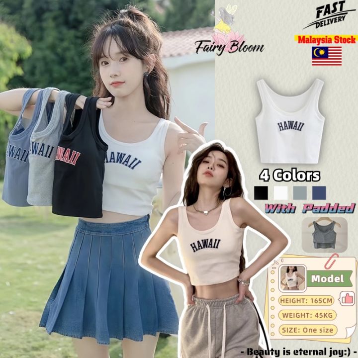 🔥【Malaysia Stock】Korean Stlye Sleeveless Crop Top Shirt Slim
