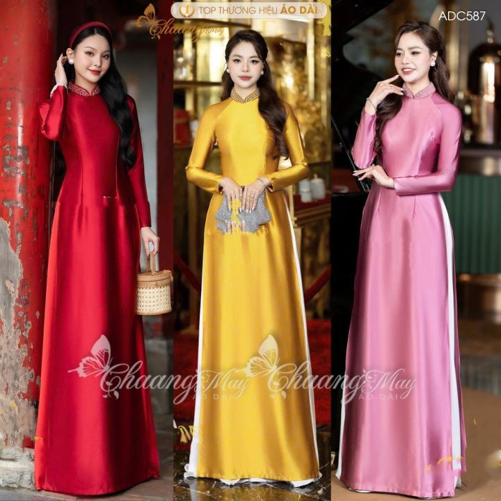 Áo dài truyền thống lụa bóng Ruby Bảo Ngọc Valentino ADC587 áo dài may ...