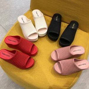 [Free Shipping] New Summer Sandals For Women Versatile Thick-Soled Wedge Heels Fashionable Outdoor Beach Shoes Mesh Hollow Anti-Slip WomenS Slippers
