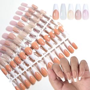 120x/Box French Tip False Nail Almond Shape Press On Nail Full Cover Stick on Nail Artificial False Nail for Woman