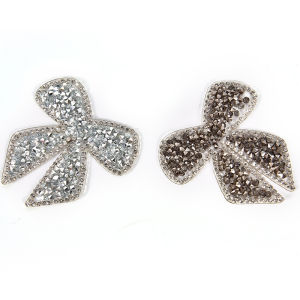 438178 ZXC แผ่นปะเย็บปักลายโบว์พลอยเทียมแบบรีดติดคริสตัลสำหรับกางเกงยีนส์