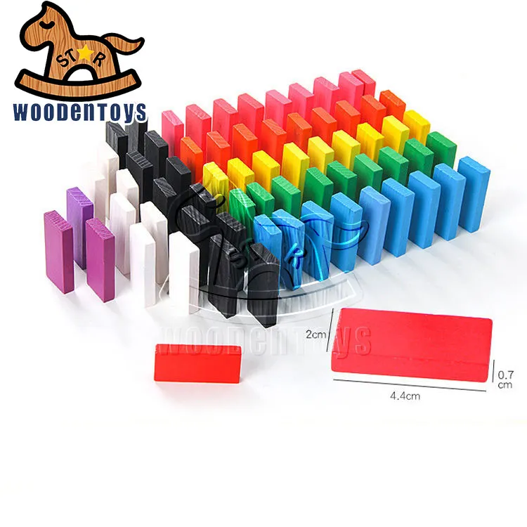 120pcs Wooden Dominos Blocks Set Kids Game Educational Play Toy