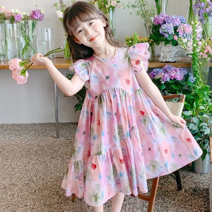 Girls Dress Summer 2024 New Skirt Fashionable and Childrens Clothing Princess