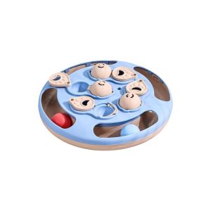 CYI47 Ball Track Smart Cat Puzzle Toy Turntable Design Feather Teaser Interactive Slow Feeder Fun Game Self-Play Pet Training Toy Mental Stimulation