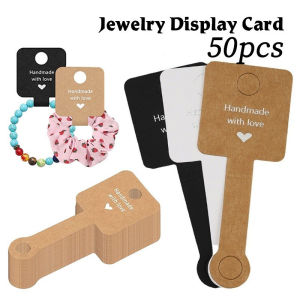 50Pcs Self Adhesive Jewelry Display Card Kraft Jewelry Selling Hang Tag Card for Bracelet Necklace