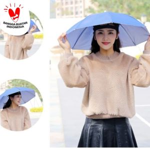 Payung Topi Payung Kepala Payung Mancing Hiking Outdoor Besar 70 Cm - Random Warna Diameter 65CM